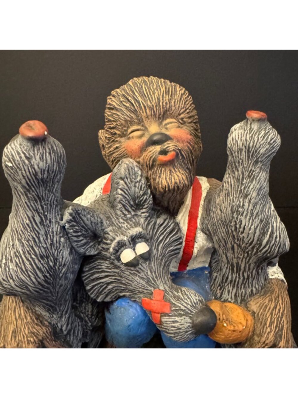 Howling Wolf Figurine With Campfire Scene 1988 Collectible Statue Hand-Painted - Picture 4 of 16